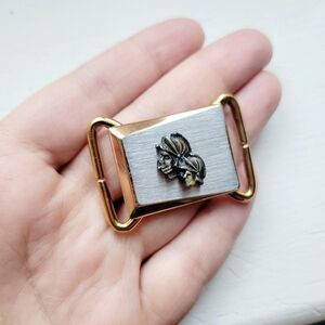 Vintage Unisex Silver & Gold Soldier Belt Buckle